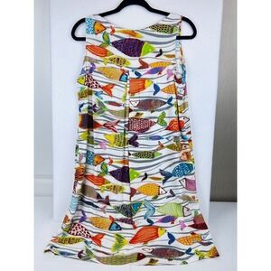 Vintage Jams World Jackie Dress w/ Tropical Fish Watercolor Print Womens Small
